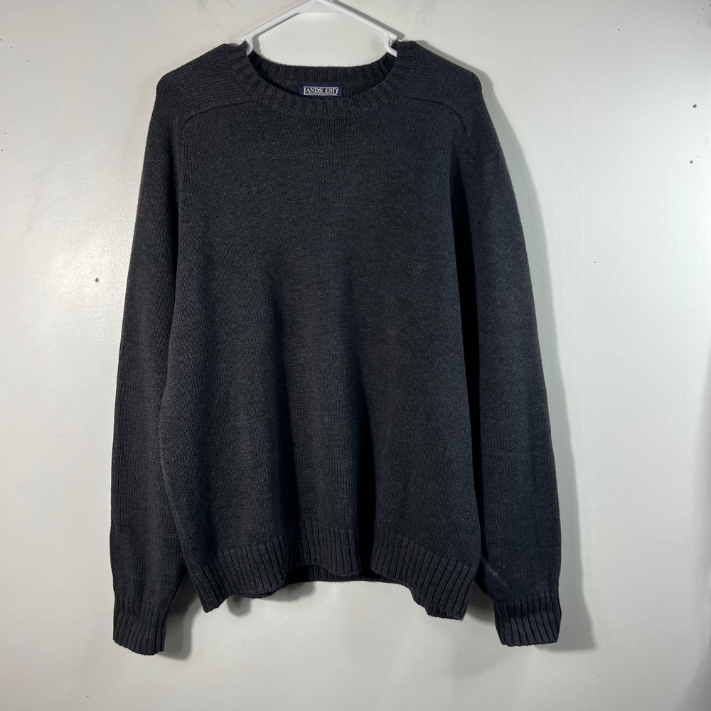 Lands' End Men’s Charcoal Crewneck Sweater